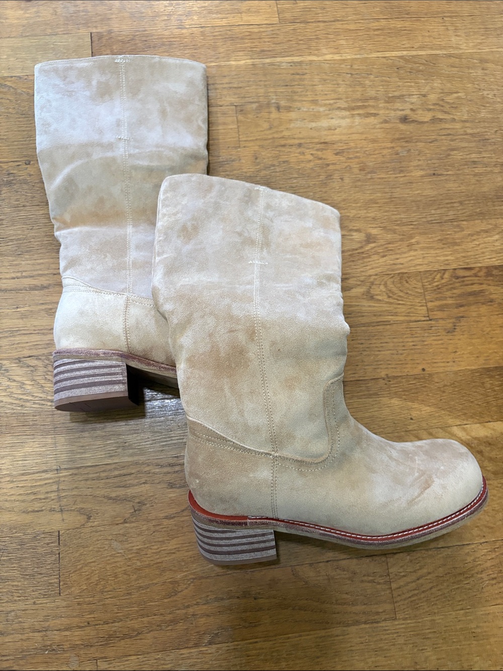 Women's Beige Suede Mid-Calf Boots